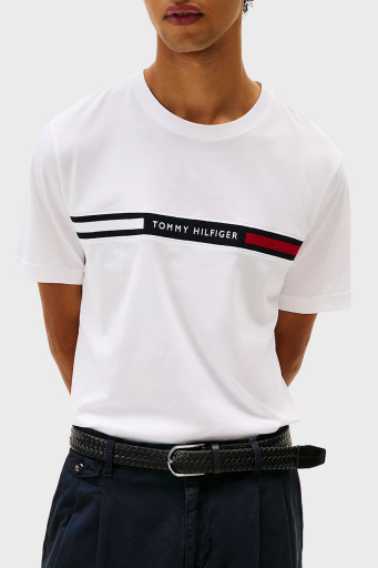 Tommy Hilfiger % 100 Pamuk Regular Fit Bisiklet Yaka Logolu Erkek T Shirt MW0MW36498 YBR BEYAZ - 1