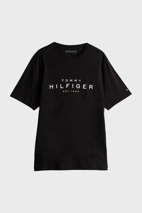 Tommy Hilfiger % 100 Pamuk Regular Fit Bisiklet Yaka Logolu Erkek T Shirt MW0MW37448 BDS SİYAH - 5