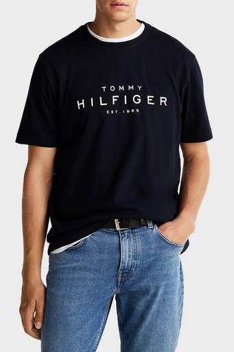Tommy Hilfiger % 100 Pamuk Regular Fit Bisiklet Yaka Logolu Erkek T Shirt MW0MW37448 DW5 LACİVERT - 1