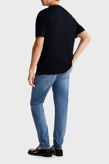 Tommy Hilfiger % 100 Pamuk Regular Fit Bisiklet Yaka Logolu Erkek T Shirt MW0MW37448 DW5 LACİVERT - 3