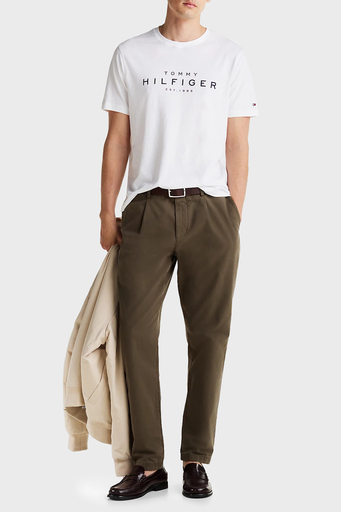 Tommy Hilfiger % 100 Pamuk Regular Fit Bisiklet Yaka Logolu Erkek T Shirt MW0MW37448 YBR BEYAZ - 3