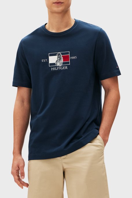 Tommy Hilfiger % 100 Pamuk Regular Fit Bisiklet Yaka Logolu Erkek T Shirt MW0MW38628 DAF LACİVERT - 1