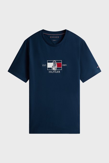 Tommy Hilfiger % 100 Pamuk Regular Fit Bisiklet Yaka Logolu Erkek T Shirt MW0MW38628 DAF LACİVERT - 6