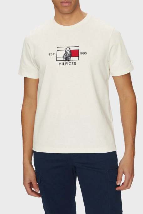 Tommy Hilfiger % 100 Pamuk Regular Fit Bisiklet Yaka Logolu Erkek T Shirt MW0MW38628 Z00 AÇIK BEJ - 1