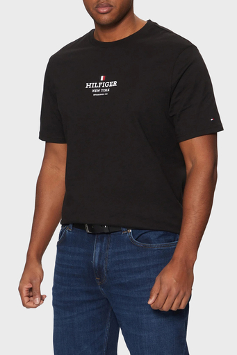 Tommy Hilfiger % 100 Pamuk Regular Fit Bisiklet Yaka Logolu Erkek T Shirt MW0MW38980 BDS SİYAH - 1