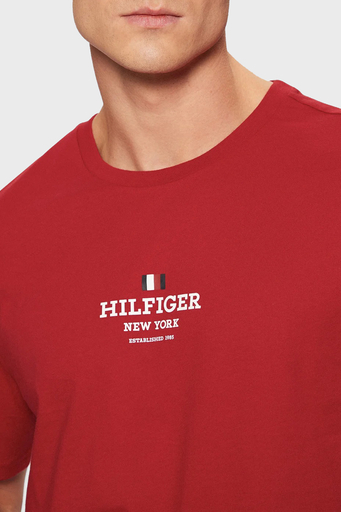 Tommy Hilfiger % 100 Pamuk Regular Fit Bisiklet Yaka Logolu Erkek T Shirt MW0MW38980 XLD KIRMIZI - 4