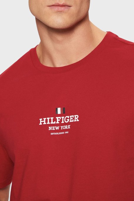 Tommy Hilfiger % 100 Pamuk Regular Fit Bisiklet Yaka Logolu Erkek T Shirt MW0MW38980 XLD KIRMIZI - 4