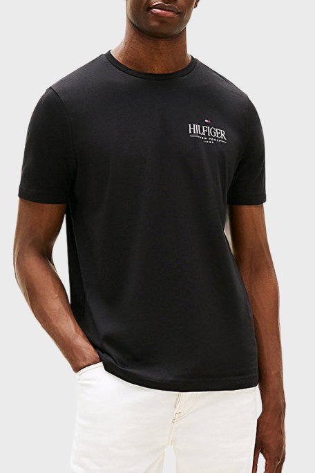Tommy Hilfiger % 100 Pamuk Regular Fit Bisiklet Yaka Logolu Erkek T Shirt MW0MW39355 BDS SİYAH - 1