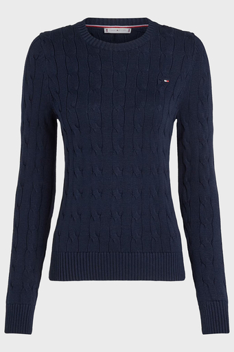 Tommy Hilfiger % 100 Pamuk Regular Fit Bisiklet Yaka Örme Bayan Kazak WW0WW45207 C1G LACİVERT - 5