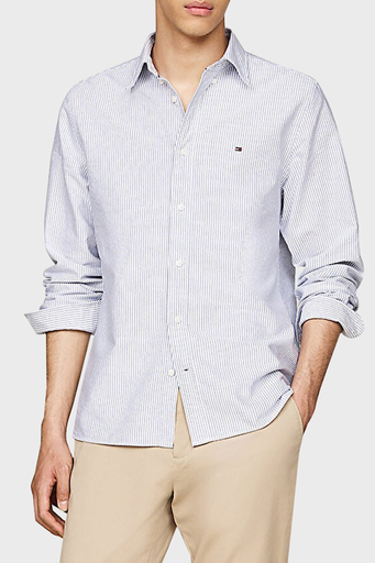 Tommy Hilfiger % 100 Pamuk Regular Fit Çizgili Erkek Gömlek MW0MW36238 0A8 MAVİ - 1