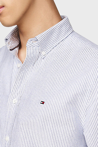 Tommy Hilfiger % 100 Pamuk Regular Fit Çizgili Erkek Gömlek MW0MW36238 0A8 MAVİ - 4