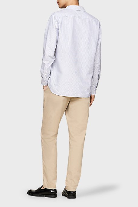 Tommy Hilfiger % 100 Pamuk Regular Fit Çizgili Erkek Gömlek MW0MW36238 0A8 MAVİ - 3