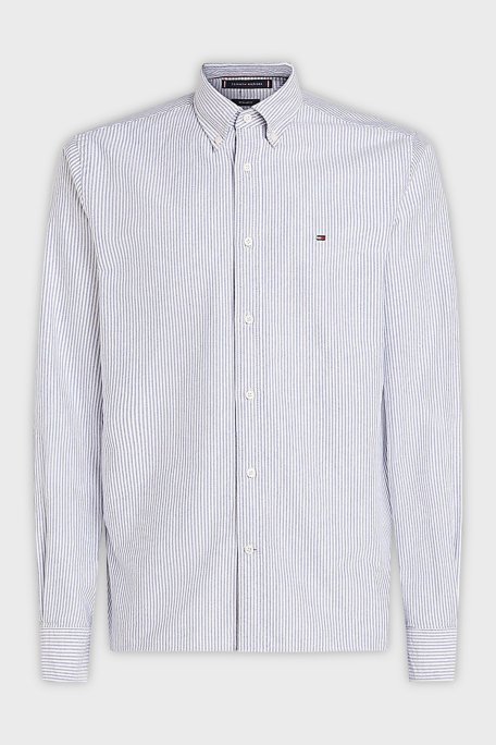 Tommy Hilfiger % 100 Pamuk Regular Fit Çizgili Erkek Gömlek MW0MW36238 0A8 MAVİ - 5