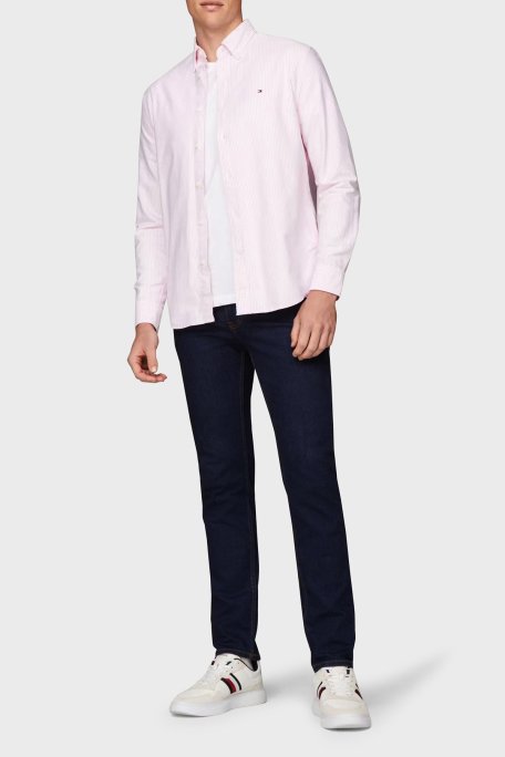Tommy Hilfiger % 100 Pamuk Regular Fit Çizgili Erkek Gömlek MW0MW36238 0D1 PEMBE-BEYAZ - 2