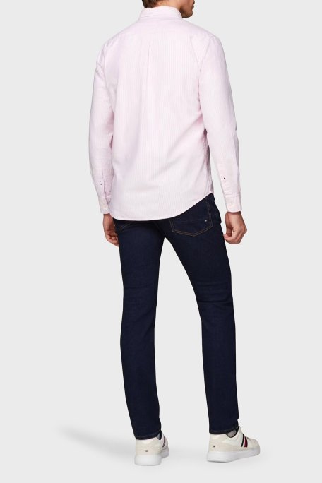Tommy Hilfiger % 100 Pamuk Regular Fit Çizgili Erkek Gömlek MW0MW36238 0D1 PEMBE-BEYAZ - 3