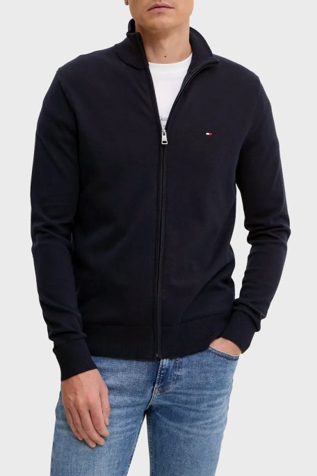 Tommy Hilfiger % 100 Pamuk Regular Fit Dik Yaka Fermuarlı Erkek Kazak MW0MW36517 DW5 LACİVERT - 1