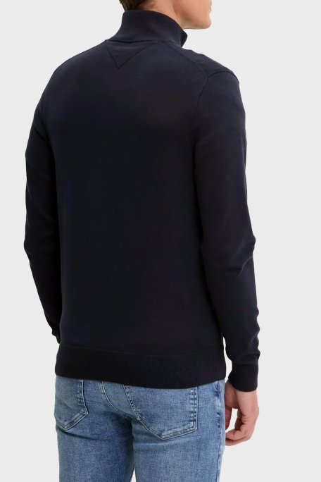 Tommy Hilfiger % 100 Pamuk Regular Fit Dik Yaka Fermuarlı Erkek Kazak MW0MW36517 DW5 LACİVERT - 3