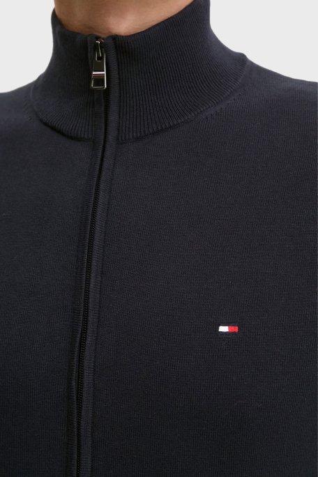 Tommy Hilfiger % 100 Pamuk Regular Fit Dik Yaka Fermuarlı Erkek Kazak MW0MW36517 DW5 LACİVERT - 4