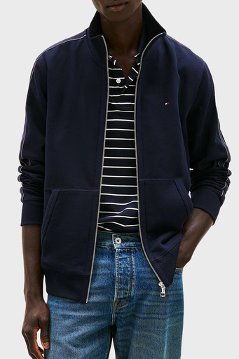 Tommy Hilfiger % 100 Pamuk Regular Fit Dik Yaka Fermuarlı Erkek Sweat MW0MW37468 DW5 LACİVERT - 1