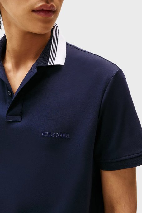 Tommy Hilfiger % 100 Pamuk Regular Fit Düğmeli Çizgili Erkek Polo Yaka T Shirt MW0MW38466 DW5 LACİVERT - 4