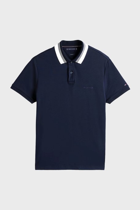 Tommy Hilfiger % 100 Pamuk Regular Fit Düğmeli Çizgili Erkek Polo Yaka T Shirt MW0MW38466 DW5 LACİVERT - 5