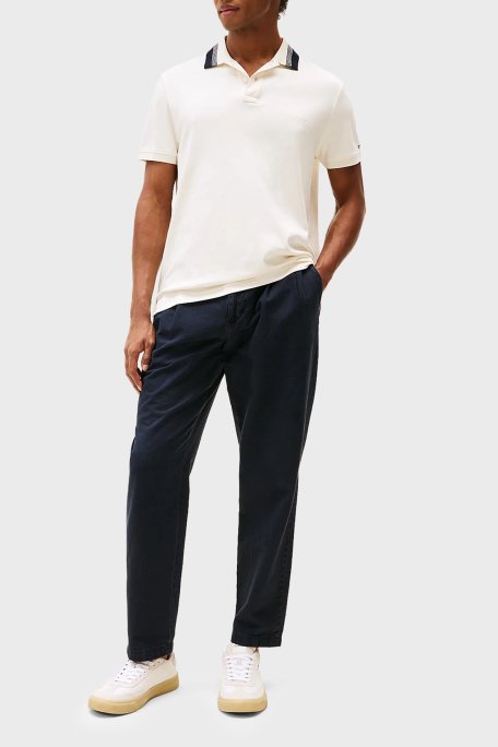Tommy Hilfiger % 100 Pamuk Regular Fit Düğmeli Çizgili Erkek Polo Yaka T Shirt MW0MW38466 Z00 AÇIK BEJ - 2