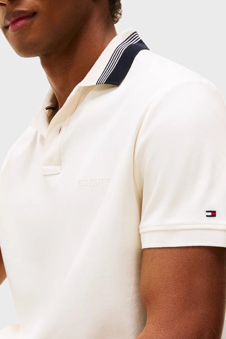 Tommy Hilfiger % 100 Pamuk Regular Fit Düğmeli Çizgili Erkek Polo Yaka T Shirt MW0MW38466 Z00 AÇIK BEJ - 3
