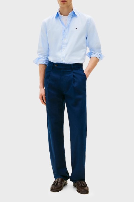 Tommy Hilfiger % 100 Pamuk Regular Fit Düğmeli Yaka Erkek Gömlek MW0MW39988 C3Q AÇIK MAVİ - 2
