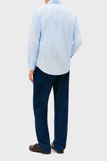 Tommy Hilfiger % 100 Pamuk Regular Fit Düğmeli Yaka Erkek Gömlek MW0MW39988 C3Q AÇIK MAVİ - 3