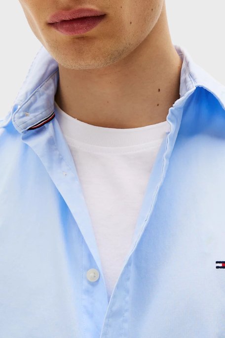 Tommy Hilfiger % 100 Pamuk Regular Fit Düğmeli Yaka Erkek Gömlek MW0MW39988 C3Q AÇIK MAVİ - 4