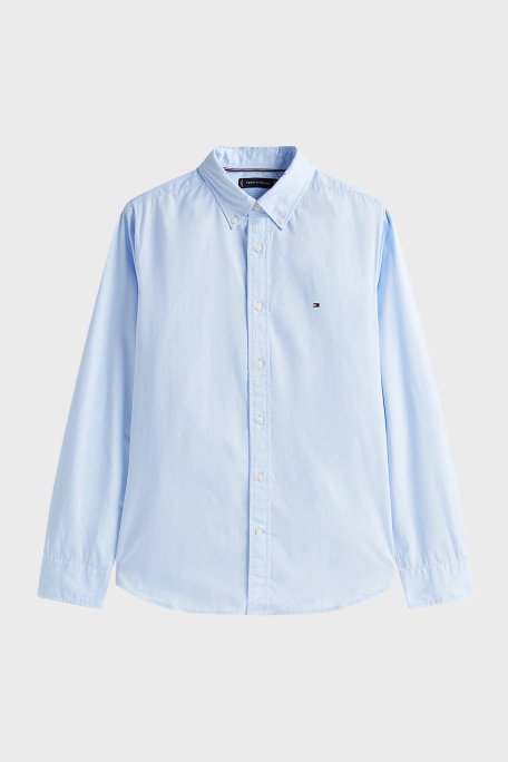 Tommy Hilfiger % 100 Pamuk Regular Fit Düğmeli Yaka Erkek Gömlek MW0MW39988 C3Q AÇIK MAVİ - 5