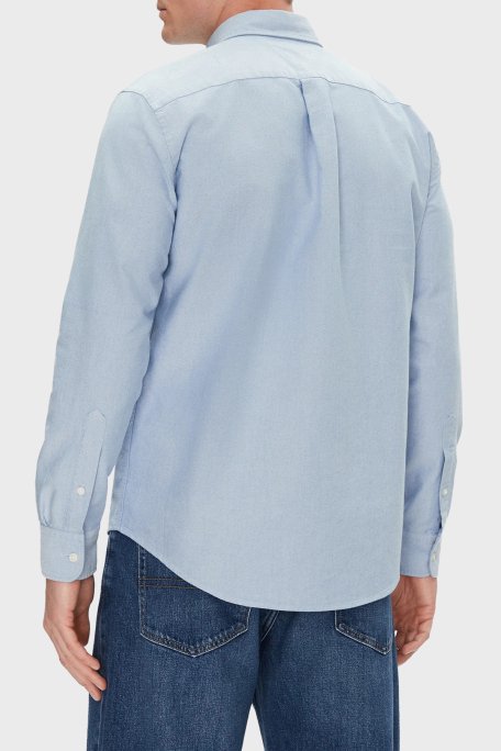 Tommy Hilfiger % 100 Pamuk Regular Fit Düğmeli Yaka Logolu Erkek Gömlek MW0MW39235 0GZ AÇIK MAVİ - 3