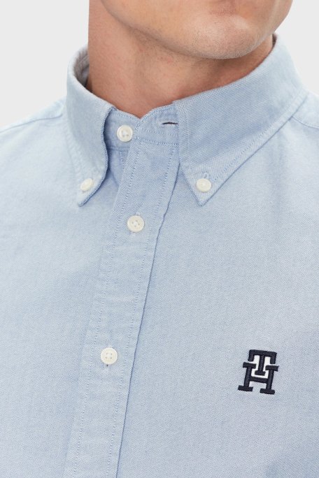 Tommy Hilfiger % 100 Pamuk Regular Fit Düğmeli Yaka Logolu Erkek Gömlek MW0MW39235 0GZ AÇIK MAVİ - 5