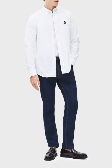 Tommy Hilfiger % 100 Pamuk Regular Fit Düğmeli Yaka Logolu Erkek Gömlek MW0MW39235 YCF BEYAZ - 2