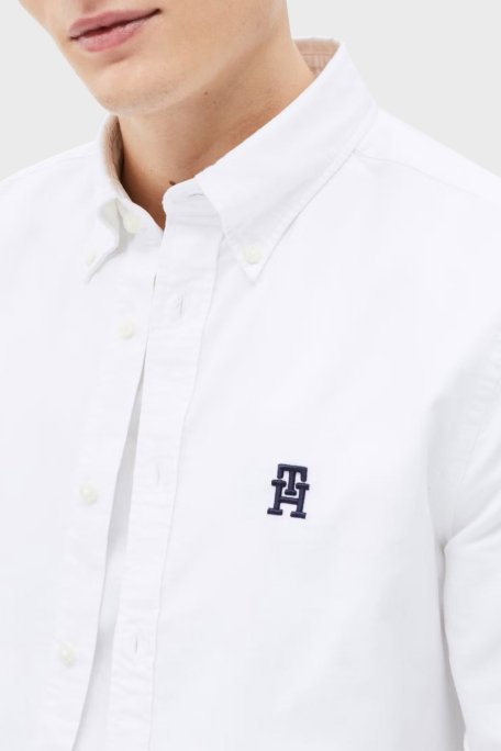 Tommy Hilfiger % 100 Pamuk Regular Fit Düğmeli Yaka Logolu Erkek Gömlek MW0MW39235 YCF BEYAZ - 3