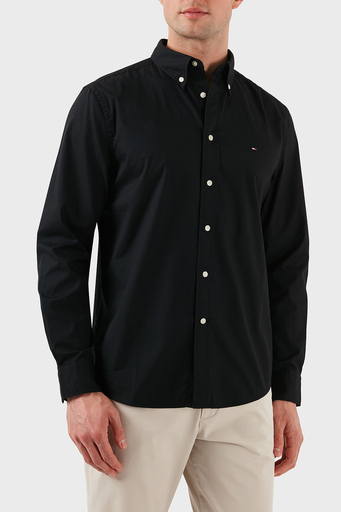 Tommy Hilfiger% 100 Pamuk Regular Fit Düğmeli Yaka Logolu Erkek Gömlek MW0MW39988 BDS SİYAH - 1