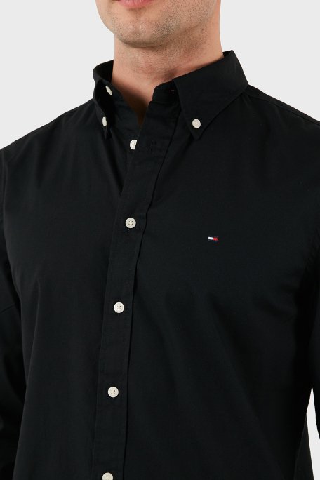 Tommy Hilfiger% 100 Pamuk Regular Fit Düğmeli Yaka Logolu Erkek Gömlek MW0MW39988 BDS SİYAH - 5