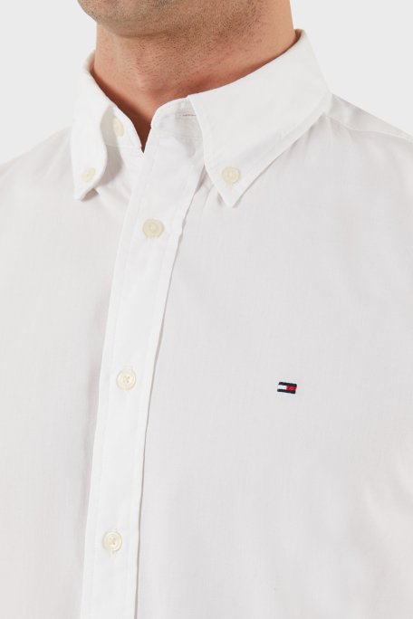 Tommy Hilfiger % 100 Pamuk Regular Fit Düğmeli Yaka Logolu Erkek Gömlek MW0MW39988 YBR BEYAZ - 6