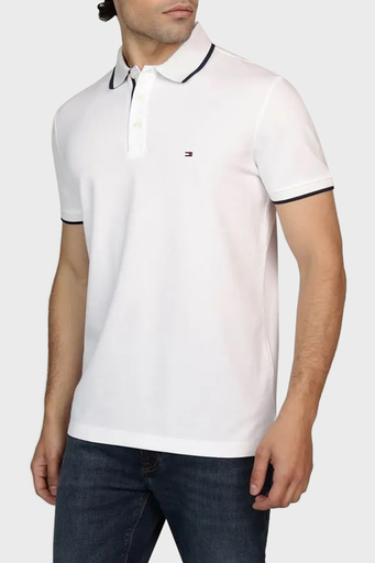 Tommy Hilfiger % 100 Pamuk Regular Fit Erkek Polo Yaka T Shirt MW0MW37514 YBR BEYAZ - 1