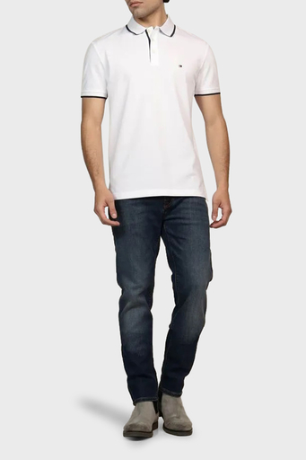 Tommy Hilfiger % 100 Pamuk Regular Fit Erkek Polo Yaka T Shirt MW0MW37514 YBR BEYAZ - 3