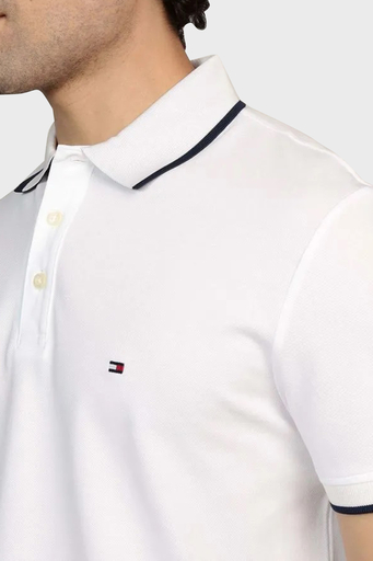 Tommy Hilfiger % 100 Pamuk Regular Fit Erkek Polo Yaka T Shirt MW0MW37514 YBR BEYAZ - 4