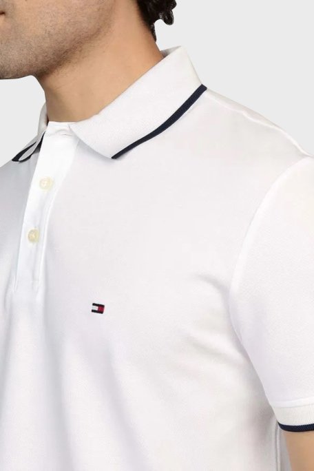 Tommy Hilfiger % 100 Pamuk Regular Fit Erkek Polo Yaka T Shirt MW0MW37514 YBR BEYAZ - 4
