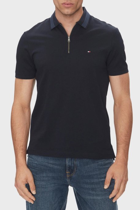 Tommy Hilfiger % 100 Pamuk Regular Fit Fermuarlı Erkek Polo Yaka T Shirt MW0MW38473 DW5 LACİVERT - 1