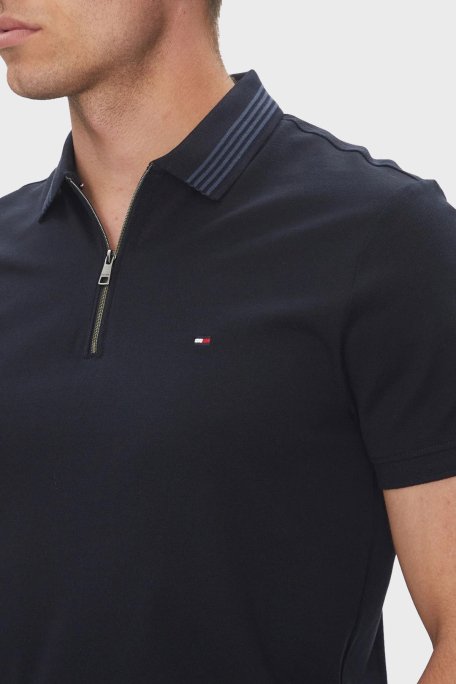 Tommy Hilfiger % 100 Pamuk Regular Fit Fermuarlı Erkek Polo Yaka T Shirt MW0MW38473 DW5 LACİVERT - 4
