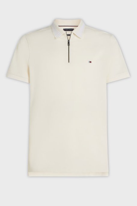 Tommy Hilfiger % 100 Pamuk Regular Fit Fermuarlı Erkek Polo Yaka T Shirt MW0MW38473 Z00 AÇIK BEJ - 1