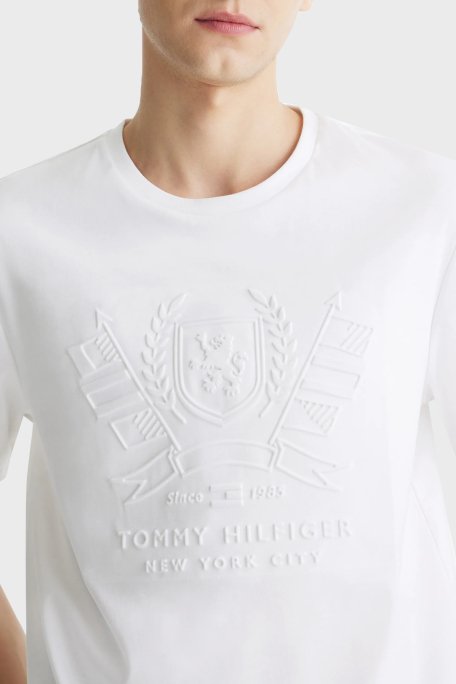 Tommy Hilfiger % 100 Pamuk Regular Fit Kabartma Logolu Erkek T Shirt MW0MW39168 YBR BEYAZ - 4