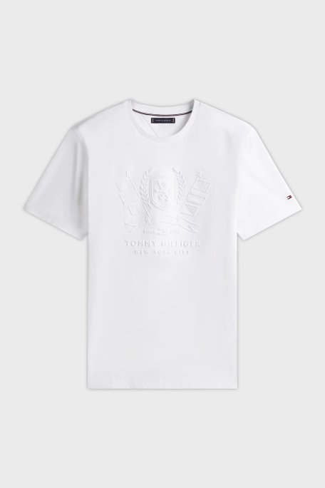 Tommy Hilfiger % 100 Pamuk Regular Fit Kabartma Logolu Erkek T Shirt MW0MW39168 YBR BEYAZ - 5