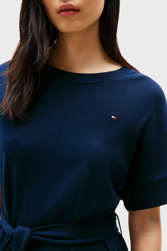Tommy Hilfiger % 100 Pamuk Regular Fit Mini Boy Yuvarlak Yaka Bayan Elbise WW0WW45520 C1G LACİVERT - 3