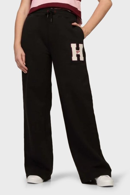 Tommy Hilfiger % 100 Pamuk Regular Fit Normal Bel Geniş Paça Jogger Bayan Pantolon DW0DW20558 BDS SİYAH - 1
