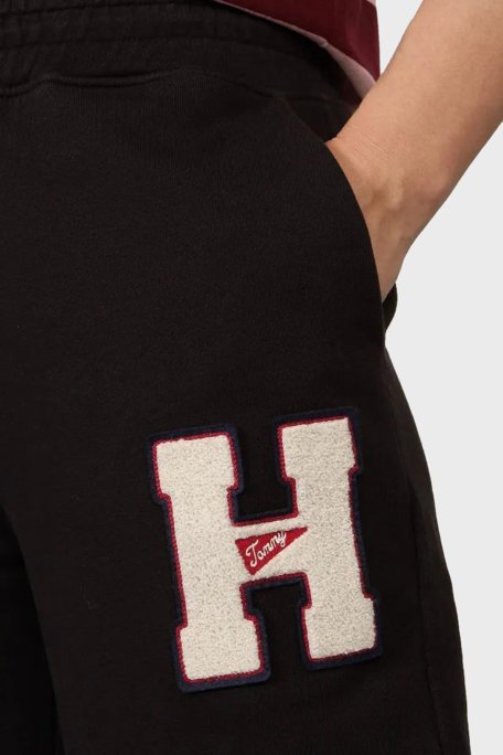 Tommy Hilfiger % 100 Pamuk Regular Fit Normal Bel Geniş Paça Jogger Bayan Pantolon DW0DW20558 BDS SİYAH - 3